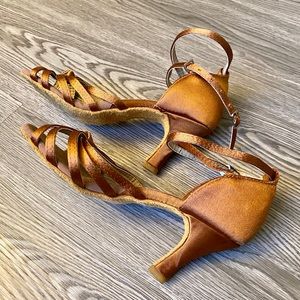 Ballroom Satin Strappy Dance Heels Size 6.5